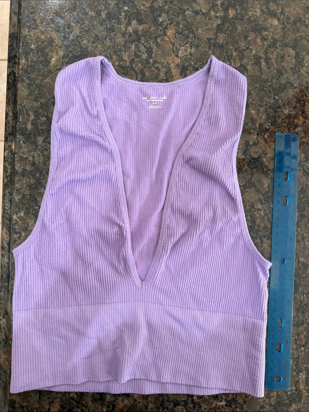 Urban Outfitters Lavender Ribbed Deep V Crop Top